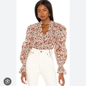 FP floral poof shoulder long sleeve top